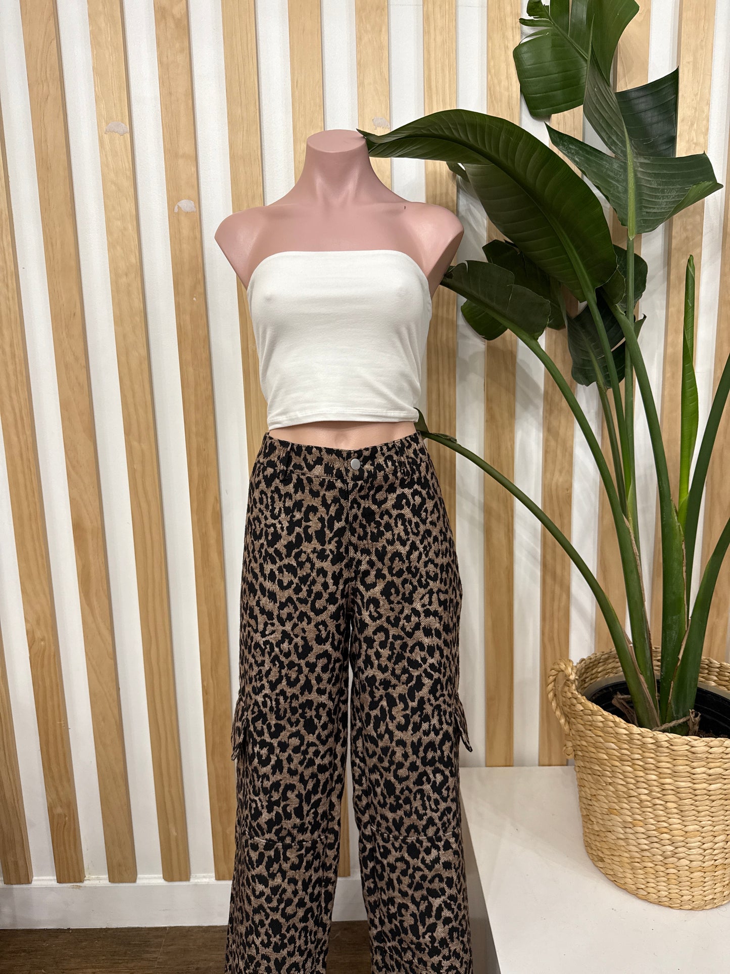 Own It Leopard Print Wide Leg Cargo Pants