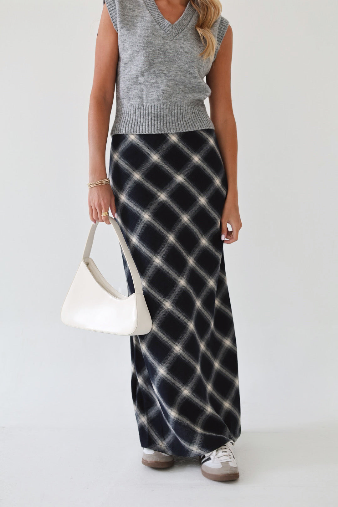 Uptown Plaid Maxi Skirt