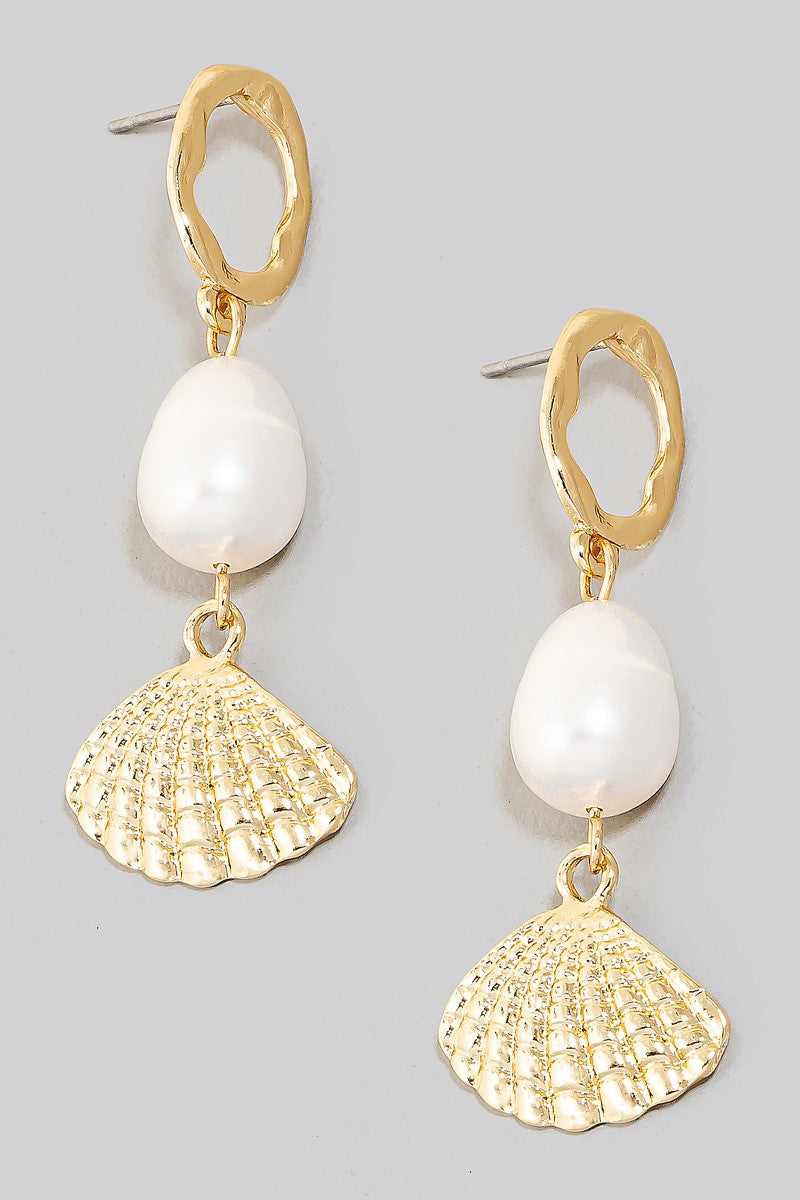 Shell Pearl Drop Earrings