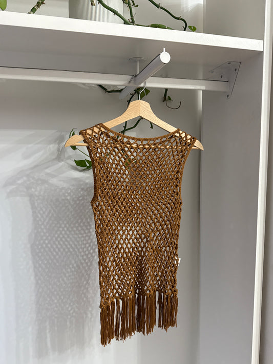 Rust Fringe Crochet Tank