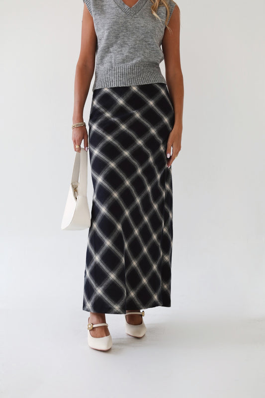 Uptown Plaid Maxi Skirt