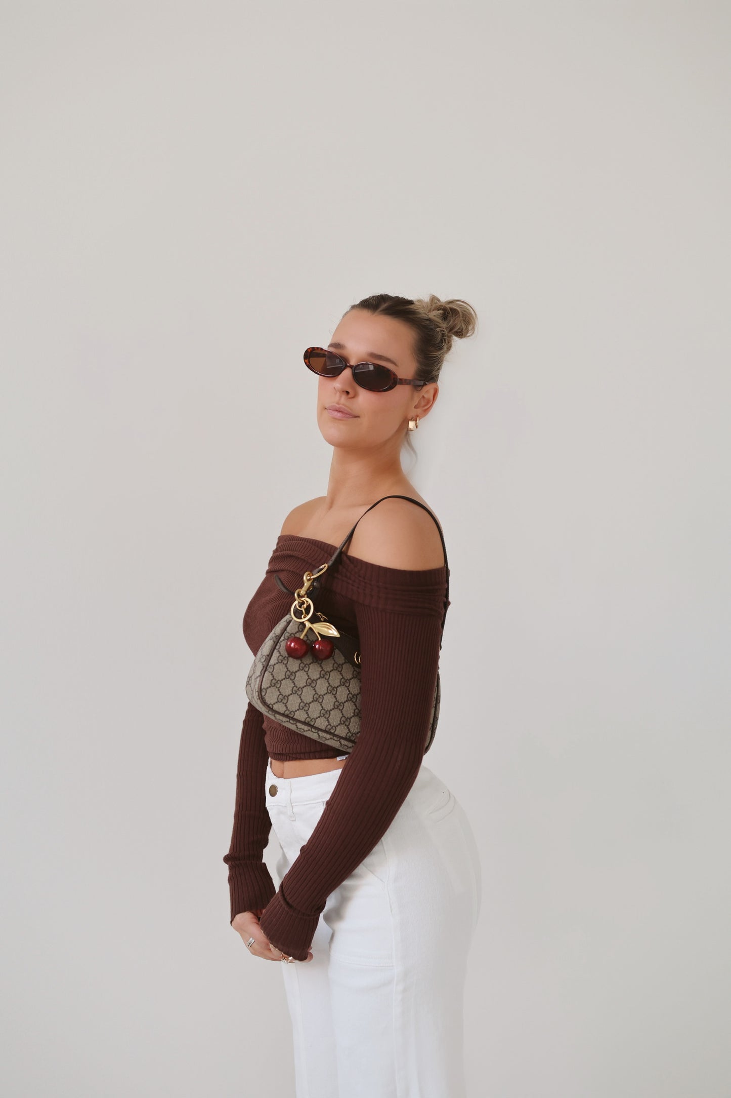 Winter Glow Off-Shoulder Top - Brown